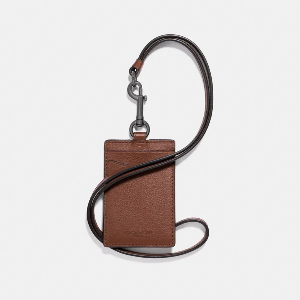 Coach Brown Leather Signature Coach Lanyard